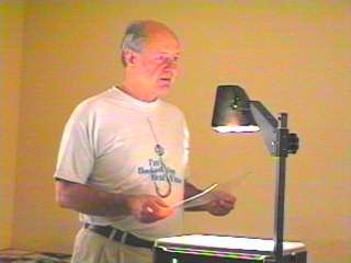 Chuck at overhead projector