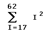 the sum of i squared for i from 17 to 62